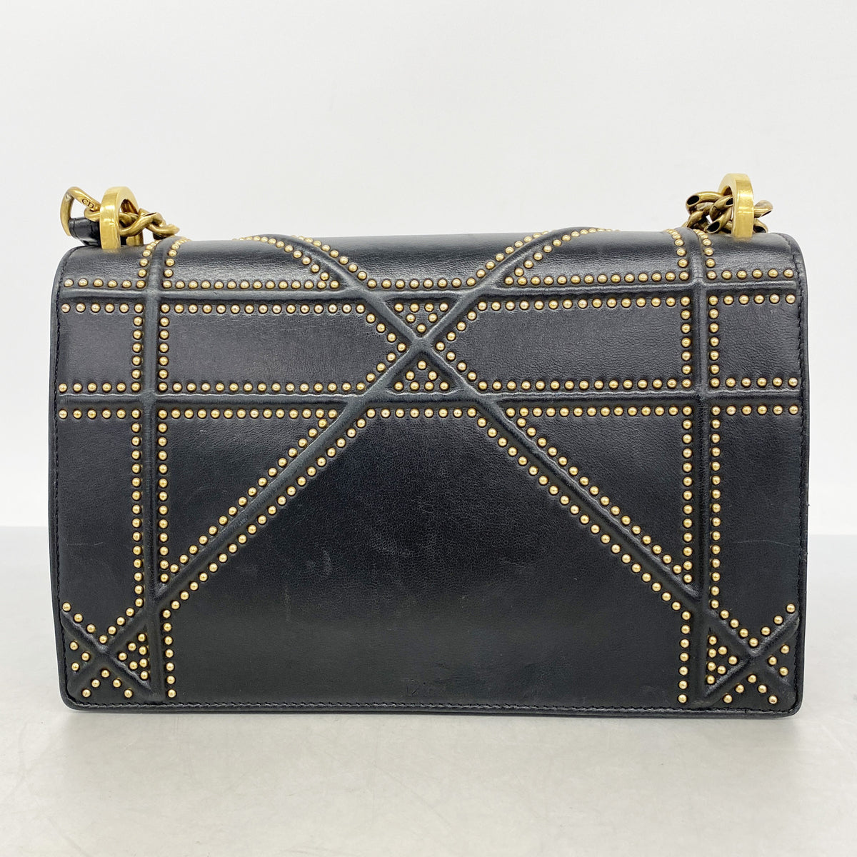 【6ia0175】クリスチャンディオール ショルダーバッグ ディオラマ レザー ブラック ゴールド金具【中古】レディース