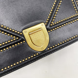 【6ia0175】クリスチャンディオール ショルダーバッグ ディオラマ レザー ブラック ゴールド金具【中古】レディース