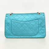 【6ia0176】シャネル ショルダーバッグ 2.55/マトラッセ Wフラップ Wチェーン レザー メタリックブルー シルバー金具【中古】レディース