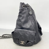 【6ia0177】シャネル リュック・デイパック マトラッセ レザー ブラック シルバー金具【中古】レディース