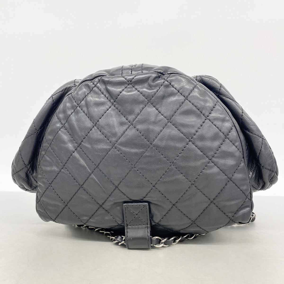 【6ia0177】シャネル リュック・デイパック マトラッセ レザー ブラック シルバー金具【中古】レディース