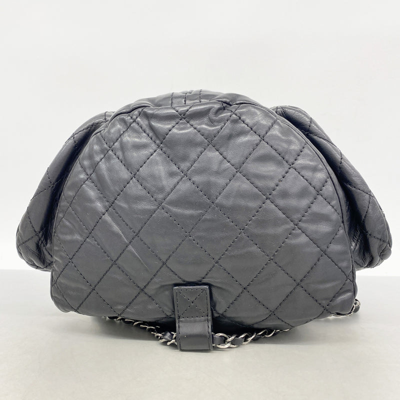 【6ia0177】シャネル リュック・デイパック マトラッセ レザー ブラック シルバー金具【中古】レディース
