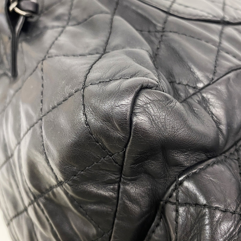 【6ia0177】シャネル リュック・デイパック マトラッセ レザー ブラック シルバー金具【中古】レディース