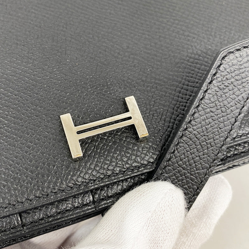 【6ia0178】エルメス 長財布 ベアンスフレ ヴォーエプソン ブラック シルバー金具 C刻印【中古】メンズ レディース ユニセックス