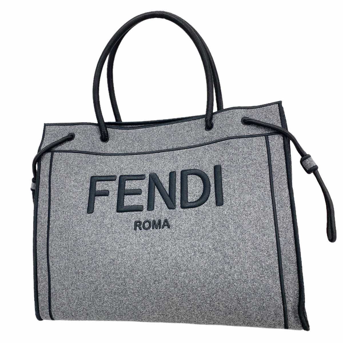 【6ia0181】フェンディ トートバッグ フェルト グレー ゴールド金具【中古】レディース