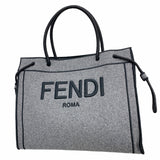 【6ia0181】フェンディ トートバッグ フェルト グレー ゴールド金具【中古】レディース