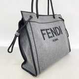 【6ia0181】フェンディ トートバッグ フェルト グレー ゴールド金具【中古】レディース