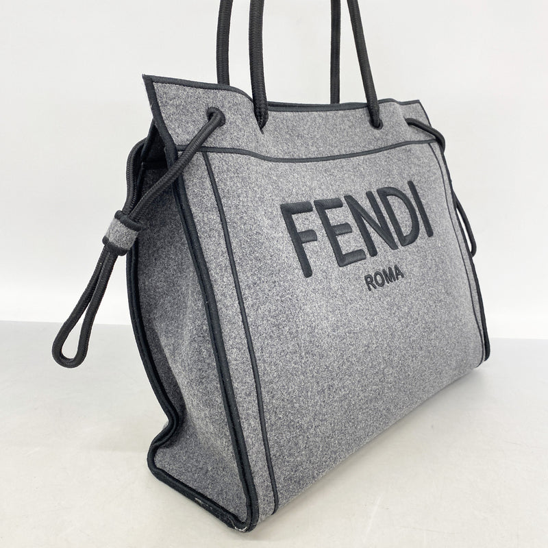 【6ia0181】フェンディ トートバッグ フェルト グレー ゴールド金具【中古】レディース
