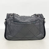 【6ia0182】シャネル ショルダーバッグ マトラッセ Wチェーン レザー ブラック シルバー金具【中古】レディース