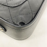 【6ia0182】シャネル ショルダーバッグ マトラッセ Wチェーン レザー ブラック シルバー金具【中古】レディース