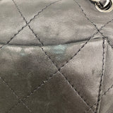 【6ia0182】シャネル ショルダーバッグ マトラッセ Wチェーン レザー ブラック シルバー金具【中古】レディース