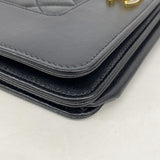 【6ia0183】シャネル ショルダーウォレット マドモアゼル チェーンショルダー ラムスキン ブラック ゴールド金具【中古】レディース