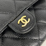 【6ia0184】シャネル 長財布 マトラッセ キャビアスキン ブラック ゴールド金具【中古】レディース