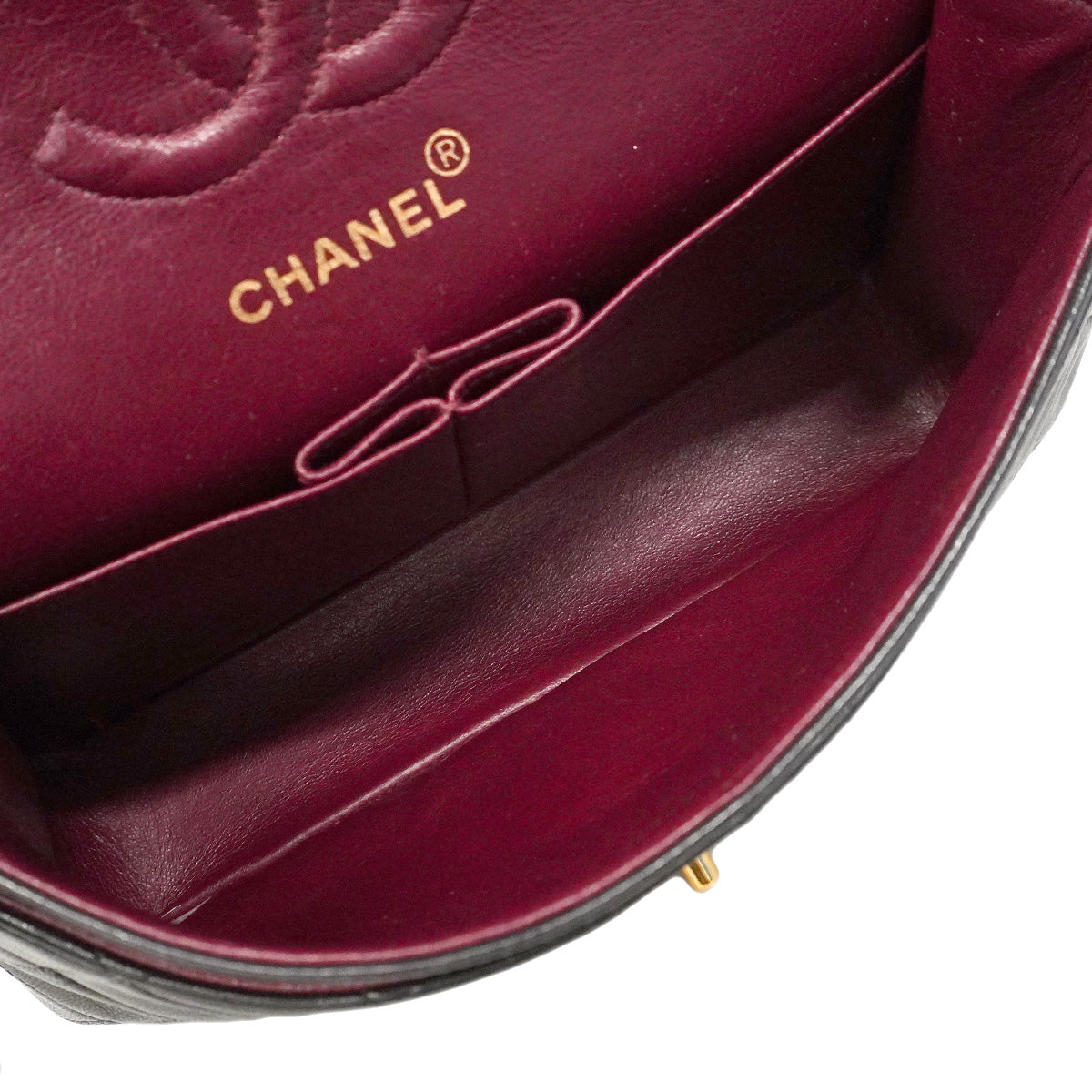 【6ia0192】シャネル ショルダーバッグ マトラッセ Wフラップ Wチェーン ラムスキン ブラック ゴールド金具【中古】レディース
