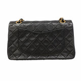 【6ia0192】シャネル ショルダーバッグ マトラッセ Wフラップ Wチェーン ラムスキン ブラック ゴールド金具【中古】レディース