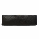 【6ia0192】シャネル ショルダーバッグ マトラッセ Wフラップ Wチェーン ラムスキン ブラック ゴールド金具【中古】レディース