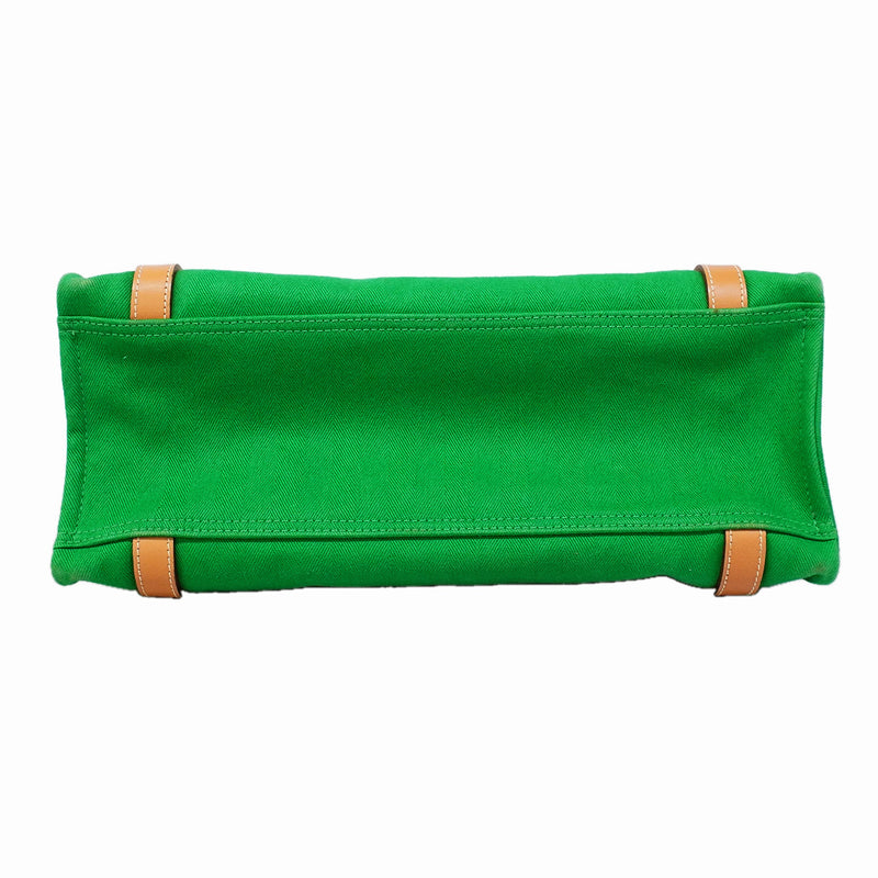 【6ia0193】エルメス ショルダーバッグ カバリコル トワルシェブロン グリーン シルバー金具 □R刻印【中古】レディース