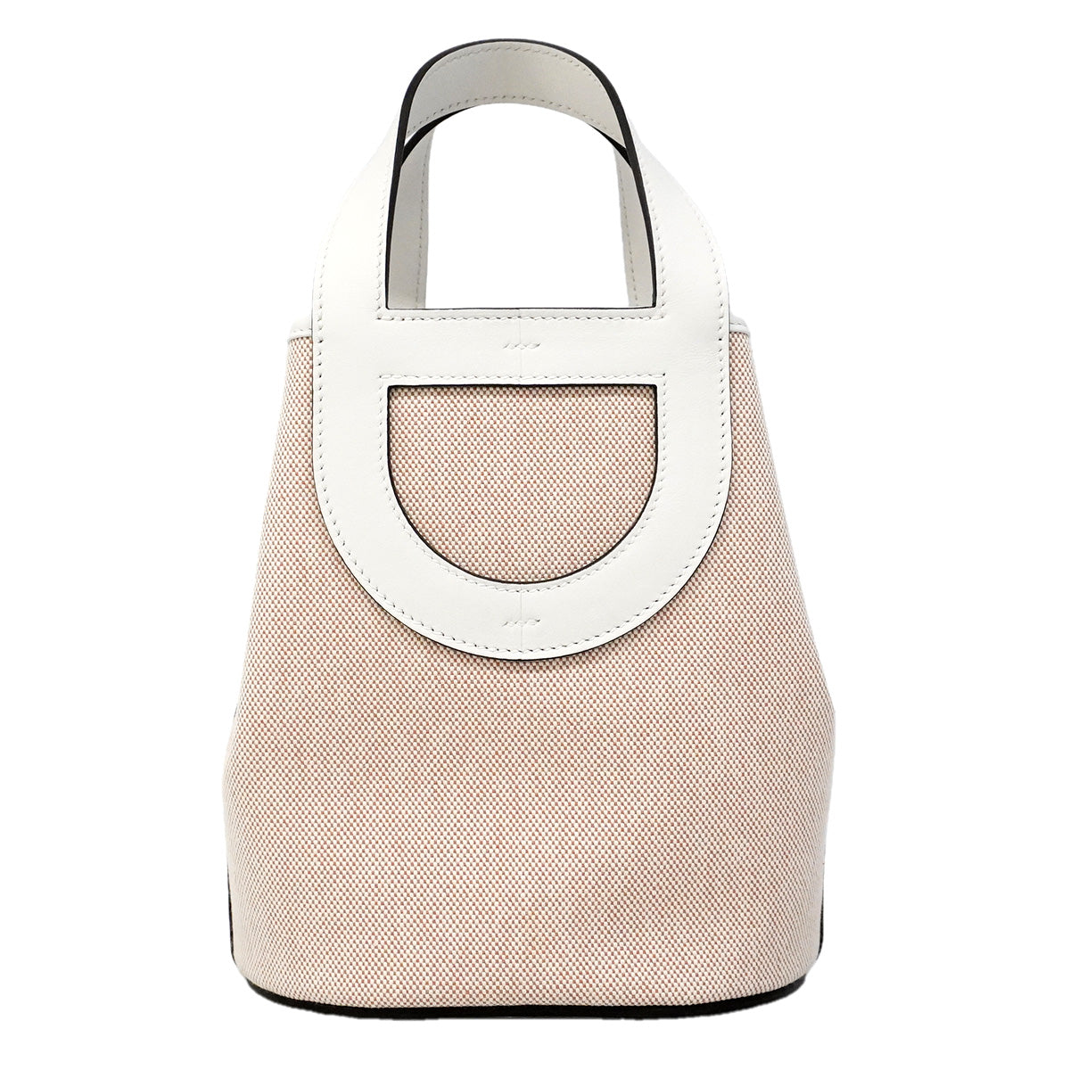 【6ia0195】エルメス ハンドバッグ インザループ18 トワルアッシュ ニューホワイト シルバー金具 W刻印【中古】レディース