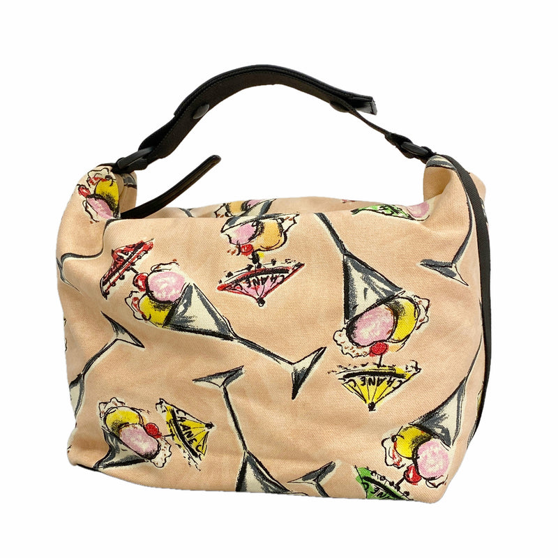 【6ia0207】シャネル ハンドバッグ キャンバス ピンク ゴールド金具【中古】レディース