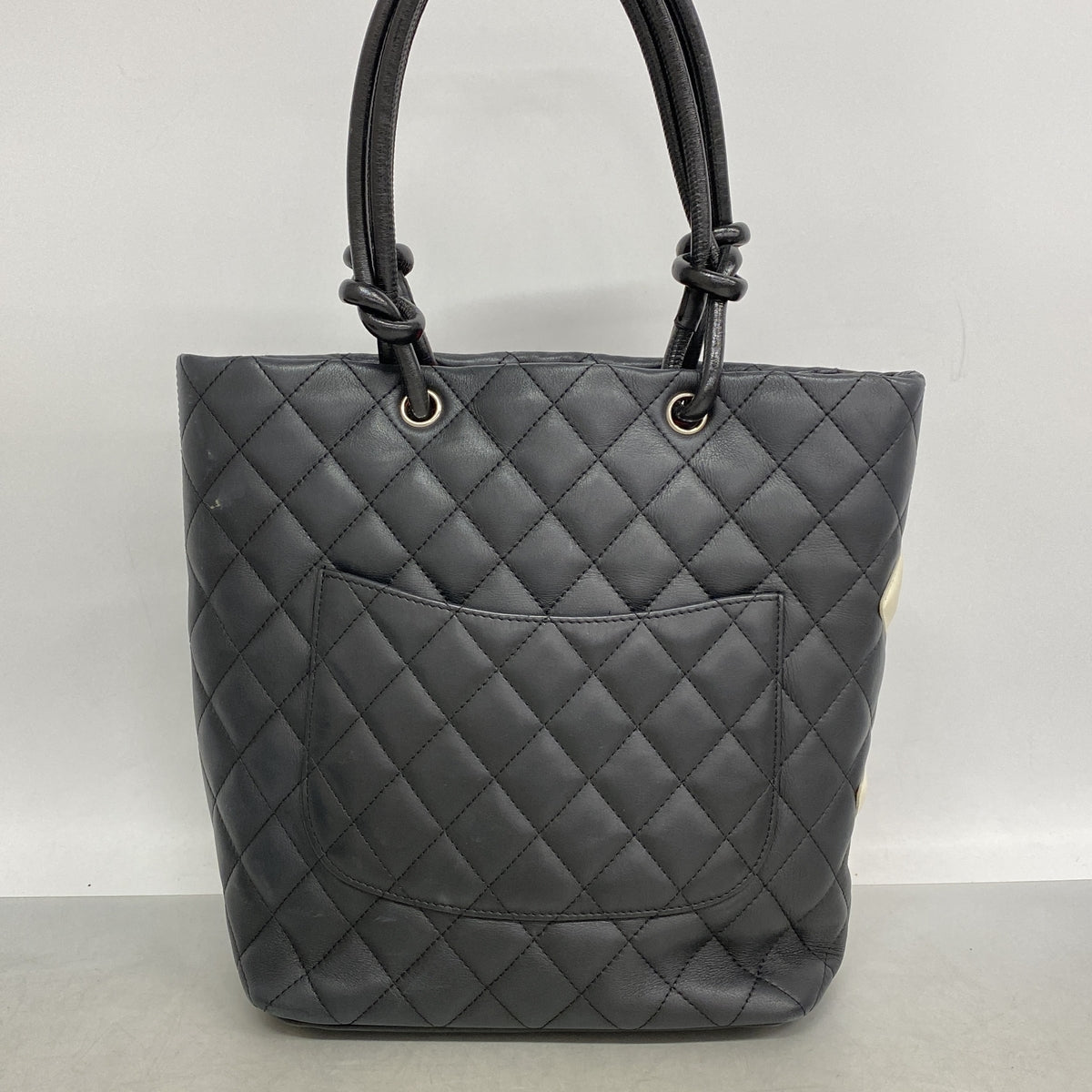 【6ia0227】シャネル トートバッグ カンボン ラムスキン ブラック シルバー金具【中古】レディース