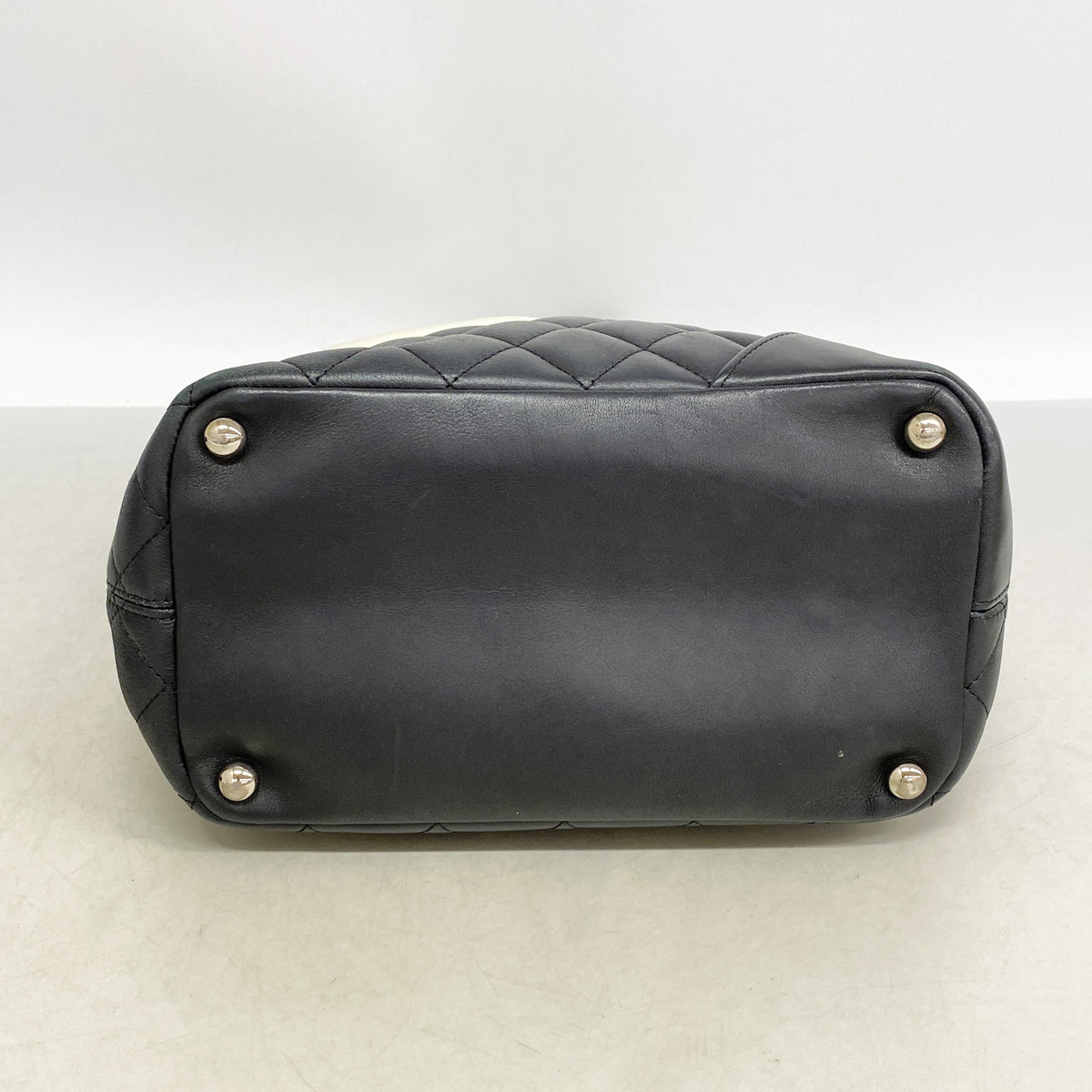 【6ia0227】シャネル トートバッグ カンボン ラムスキン ブラック シルバー金具【中古】レディース