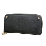 【6ia0232】シャネル 長財布 Vステッチ ラムスキン ブラック シルバー金具【中古】レディース