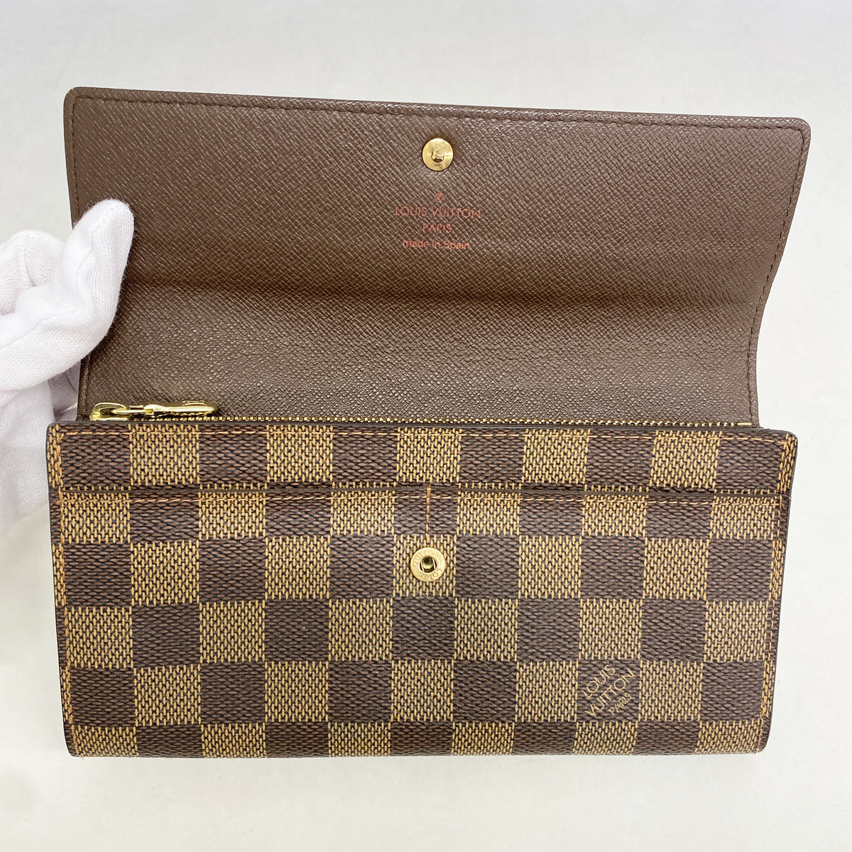 【6ia0233】ルイヴィトン 長財布 ダミエ ポシェットポルトモネクレディ N61726 エベヌ【中古】メンズ レディース ユニセックス