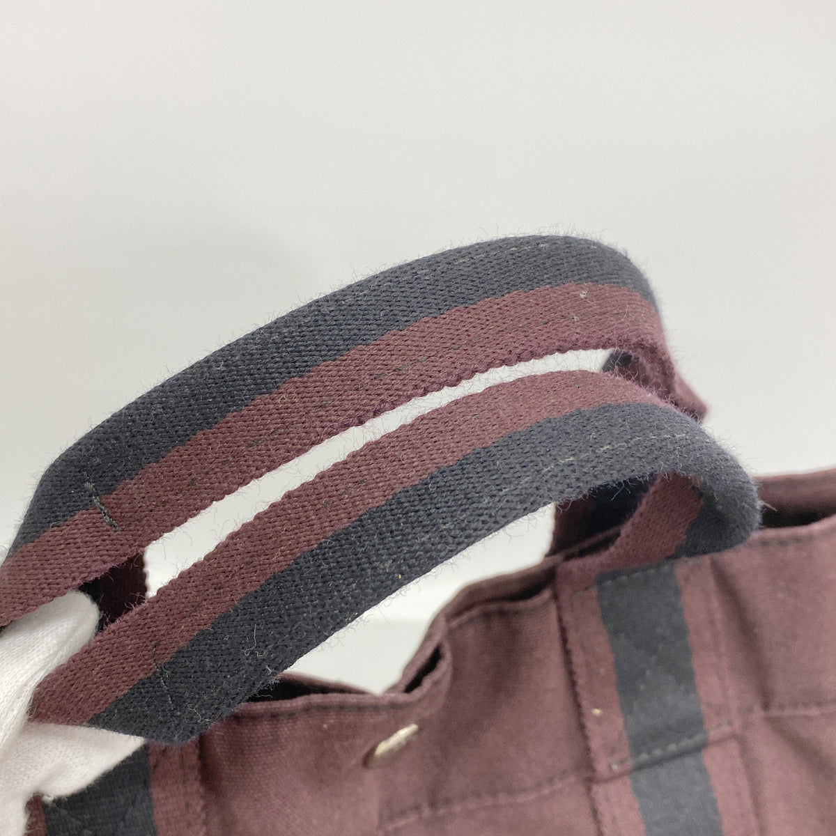 【6ia0242】エルメス トートバッグ フールトゥMM キャンバス ボルドー ブラック シルバー金具【中古】メンズ レディース ユニセックス