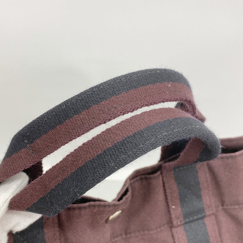 【6ia0242】エルメス トートバッグ フールトゥMM キャンバス ボルドー ブラック シルバー金具【中古】メンズ レディース ユニセックス