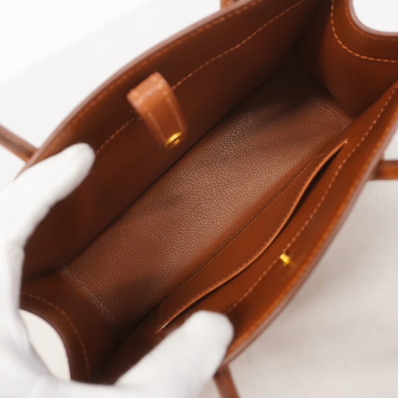 【6ia0250】エルメス ハンドバッグ ホワイトバスTPM ボックスカーフ ノアゼット ゴールド金具 □G刻印【中古】レディース