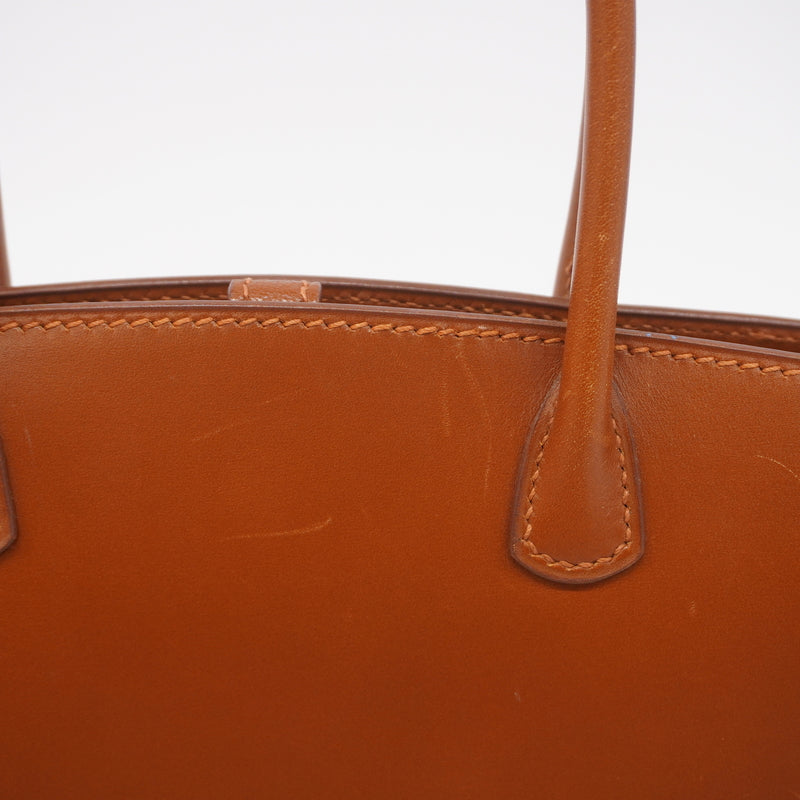 【6ia0250】エルメス ハンドバッグ ホワイトバスTPM ボックスカーフ ノアゼット ゴールド金具 □G刻印【中古】レディース