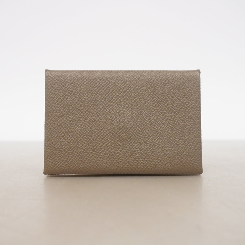 【6ia0252】エルメス カードケース カルヴィヴェルソ ヴォーエプソン エタン/ヴェールクリケット シルバー金具 Y刻印【中古】メンズ レディース ユニセックス