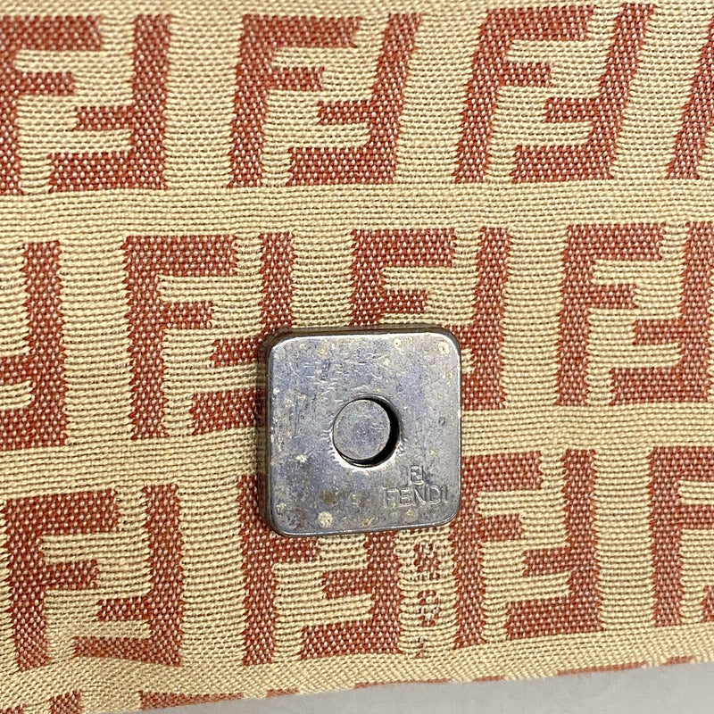 【6ia0264】フェンディ ハンドバッグ ズッキーノ ナイロンキャンバス ピンク ベージュ シルバー金具【中古】レディース