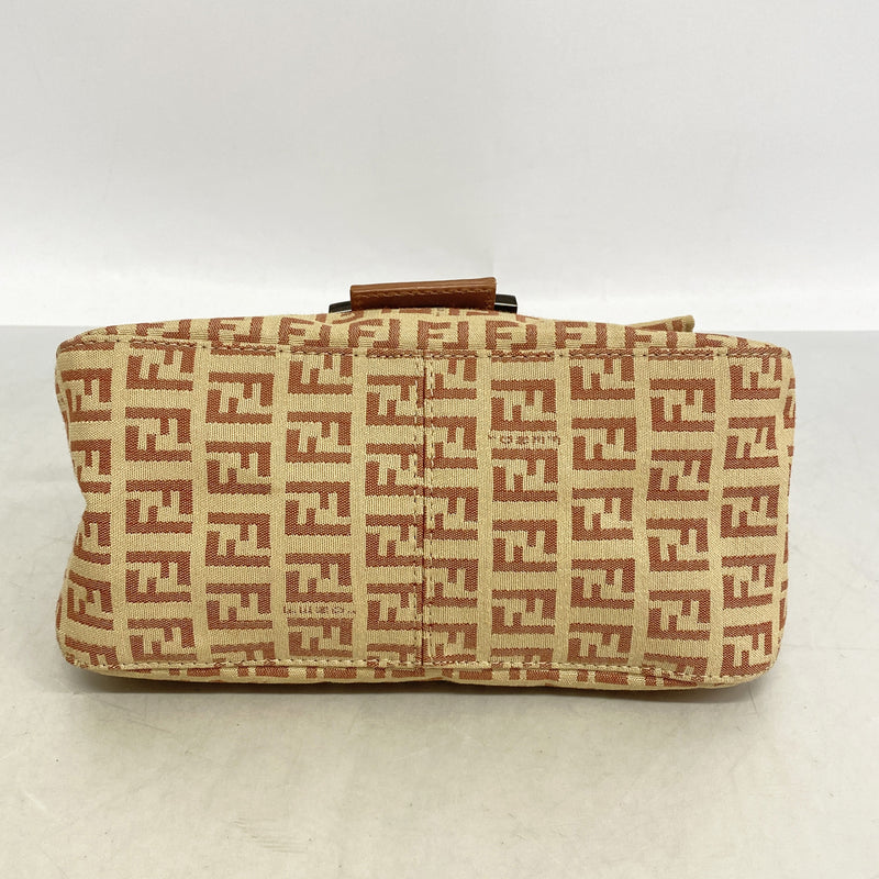 【6ia0264】フェンディ ハンドバッグ ズッキーノ ナイロンキャンバス ピンク ベージュ シルバー金具【中古】レディース