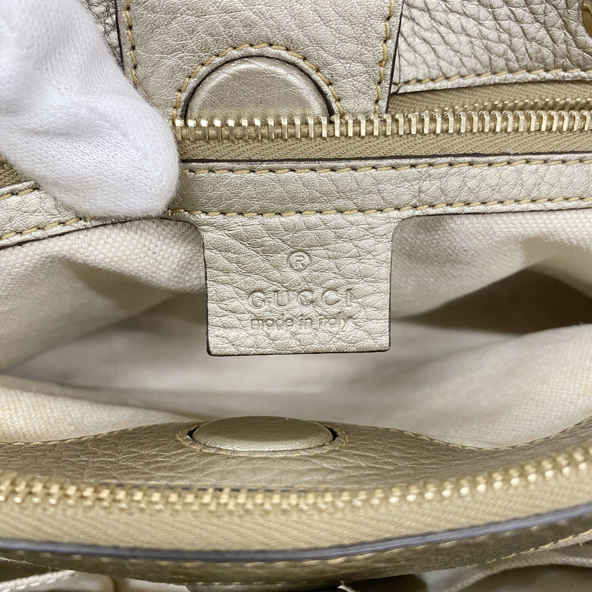 【6ia0271】グッチ ハンドバッグ バンブー 323660 レザー ゴールド シャンパンゴールド金具【中古】レディース