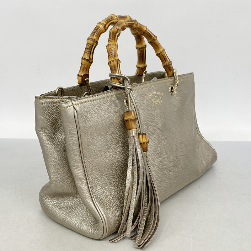 【6ia0271】グッチ ハンドバッグ バンブー 323660 レザー ゴールド シャンパンゴールド金具【中古】レディース
