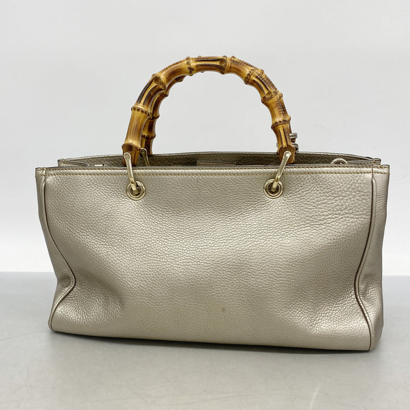 【6ia0271】グッチ ハンドバッグ バンブー 323660 レザー ゴールド シャンパンゴールド金具【中古】レディース