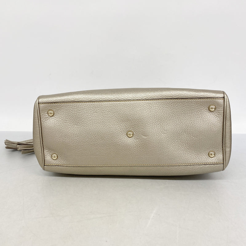 【6ia0271】グッチ ハンドバッグ バンブー 323660 レザー ゴールド シャンパンゴールド金具【中古】レディース