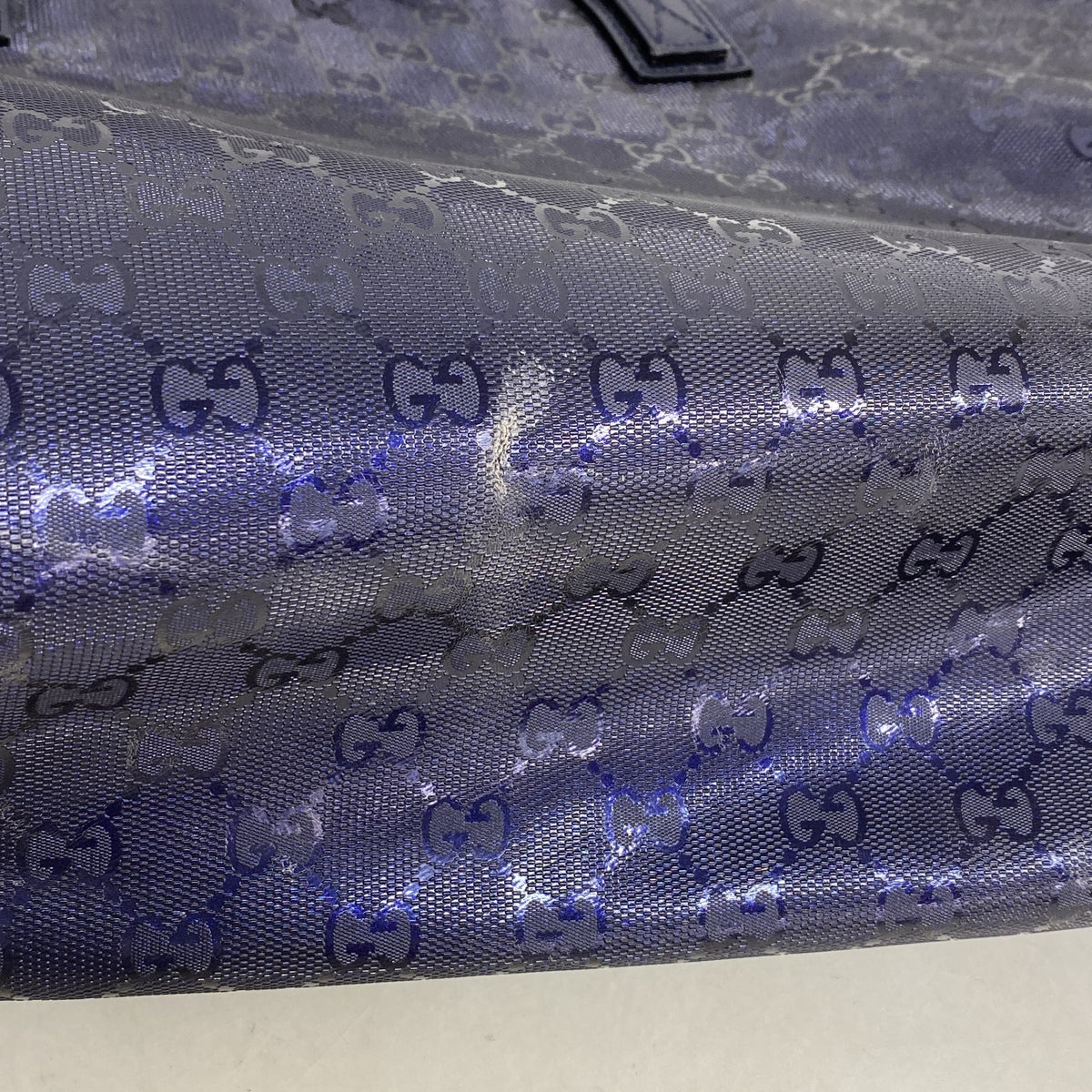 【6ia0284】グッチ トートバッグ GGインプリメ 211120 PVC パープル シルバー金具【中古】レディース