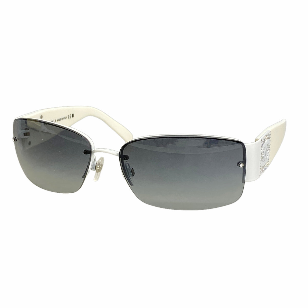 【6ia0293】シャネル サングラス 4117-B プラスチック ホワイト シルバー金具【中古】レディース