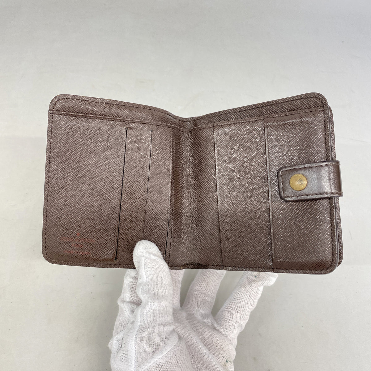 【6ia0294】ルイヴィトン 財布 ダミエ コンパクトジップ N61668 エベヌ【中古】レディース
