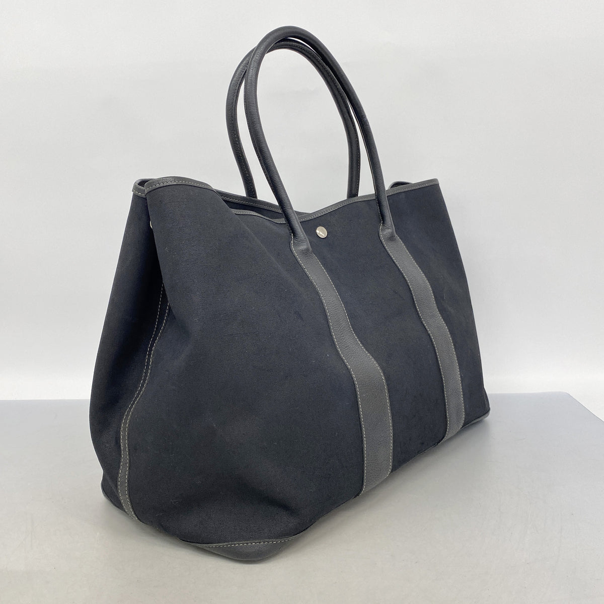 【6ia0331】エルメス トートバッグ ガーデンパーティGM トワルオフィシエ ブラック シルバー金具 □H刻印【中古】メンズ レディース ユニセックス