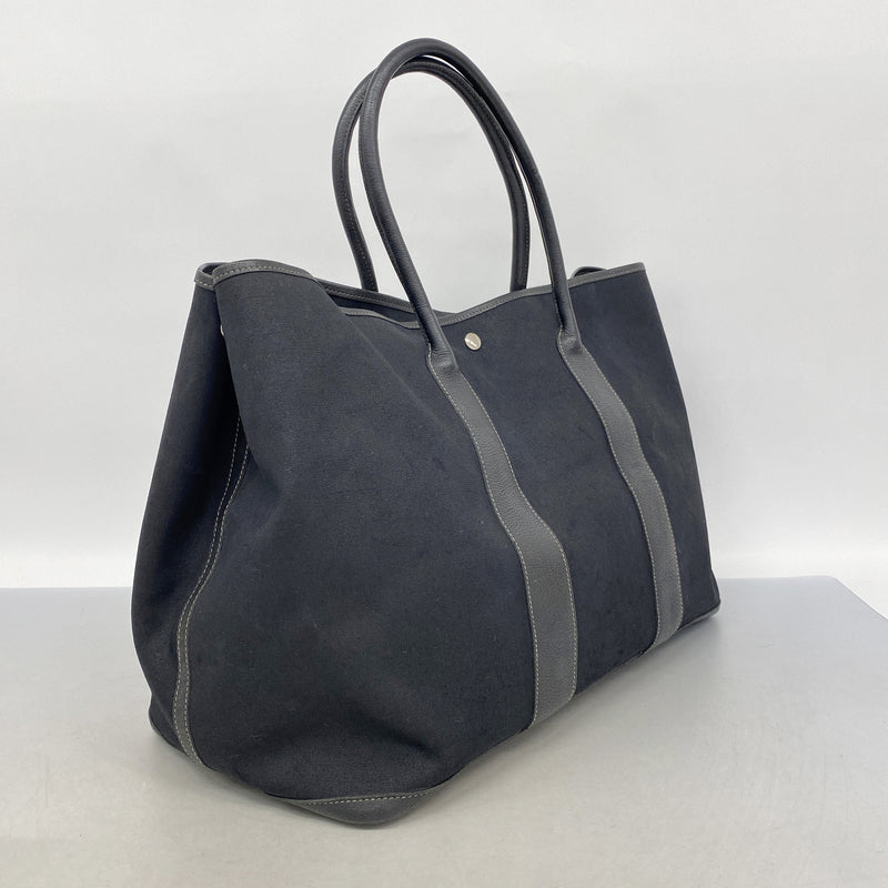 【6ia0331】エルメス トートバッグ ガーデンパーティGM トワルオフィシエ ブラック シルバー金具 □H刻印【中古】メンズ レディース ユニセックス