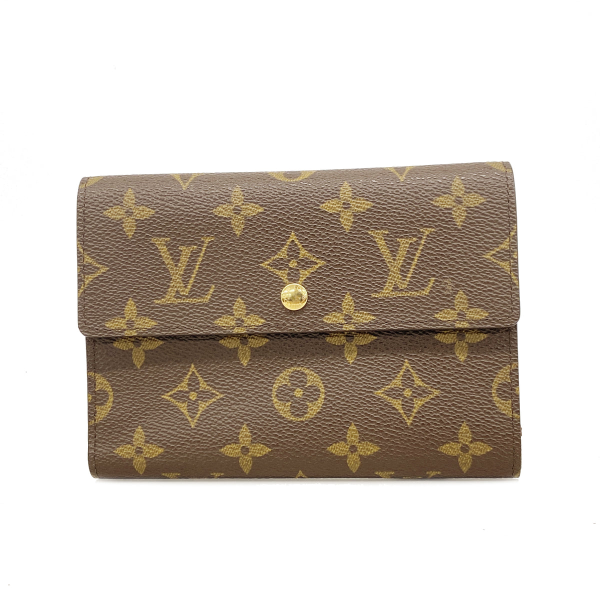 【6ia0343】ルイヴィトン 三つ折り財布 モノグラム ポルトトレゾールエテュイパピエ M61202 ブラウン【中古】レディース