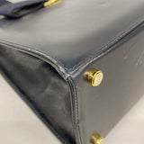 【6ia0350】サルヴァトーレフェラガモ ハンドバッグ ヴァラ レザー ネイビー ゴールド金具 2wayバッグ【中古】レディース