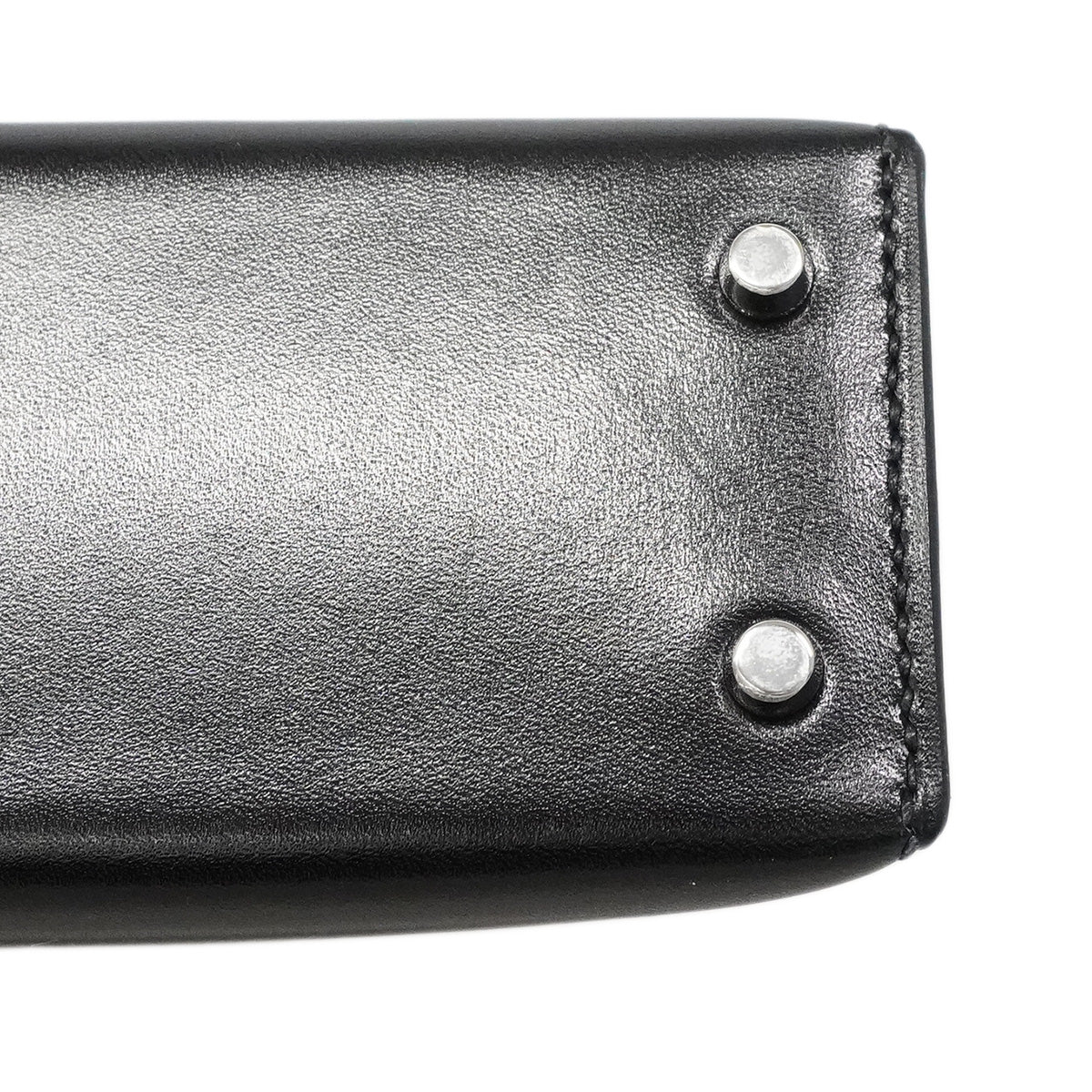 【6ia0353-e-g】エルメス ハンドバッグ ミニケリー2 ボックスカーフ ブラック シルバー金具 U刻印 2wayバッグ【中古】レディース