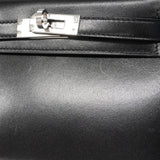 【6ia0353-e-g】エルメス ハンドバッグ ミニケリー2 ボックスカーフ ブラック シルバー金具 U刻印 2wayバッグ【中古】レディース