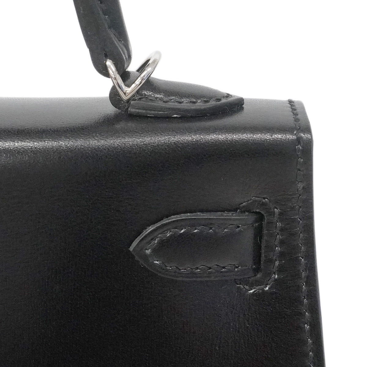 【6ia0353-e-g】エルメス ハンドバッグ ミニケリー2 ボックスカーフ ブラック シルバー金具 U刻印 2wayバッグ【中古】レディース