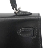 【6ia0353-e-g】エルメス ハンドバッグ ミニケリー2 ボックスカーフ ブラック シルバー金具 U刻印 2wayバッグ【中古】レディース
