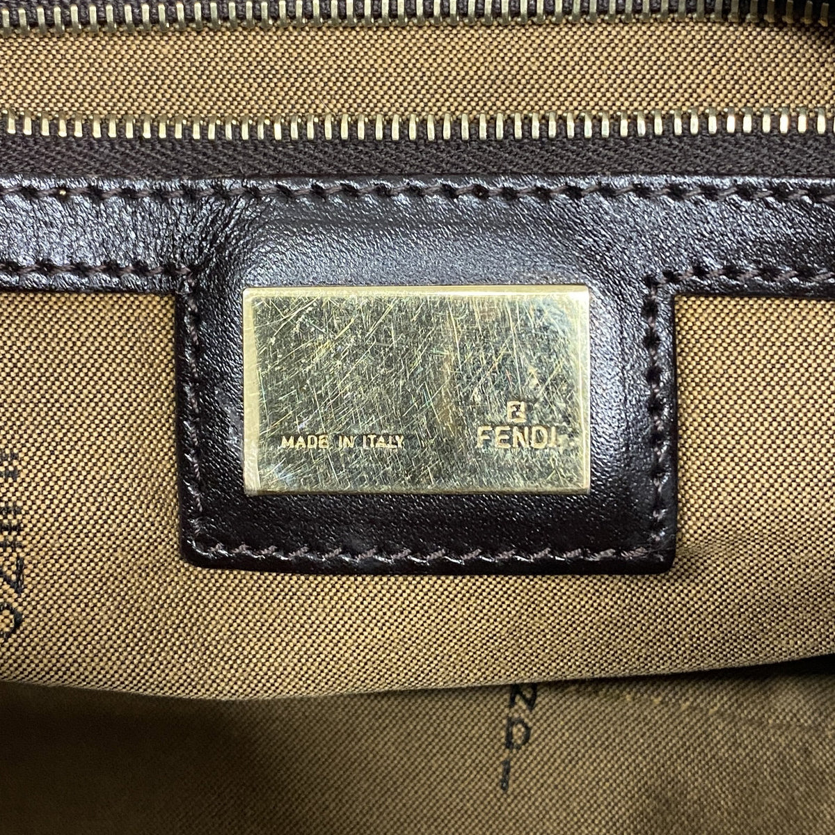 【6ia0362】フェンディ ショルダーバッグ ズッカ ナイロンキャンバス ブラウン シャンパンゴールド金具【中古】レディース